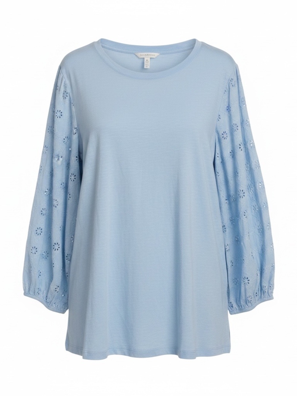NWT Women's Light Blue Eyelet-Sleeve Long Sleeve Tee